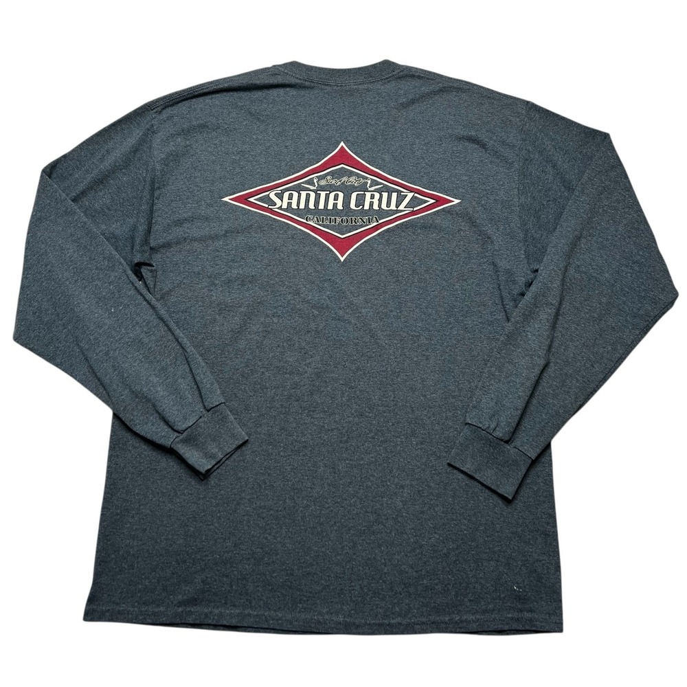 Santa Cruz T-Shirt Mens Large Gray‎ Long Sleeve Surf City California Y2K Skate